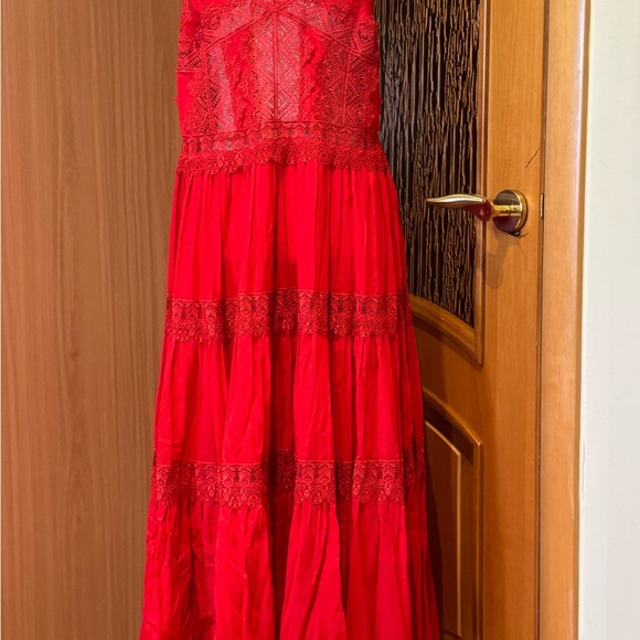 Charo Ruiz Red Lace Maxi Dress - Picture 8 of 16